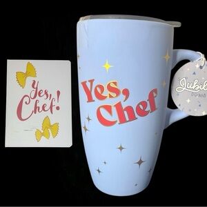 Yes, Chef Tumbler & Notebook Light Blue w/Red Print / Gold Stars * Jubillie NEW